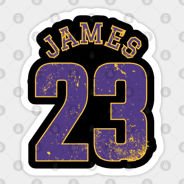 Lebron James Cool Black and White Distressed Jersey Number 23 BASKETBALL-6 Sticker by itsMePopoi